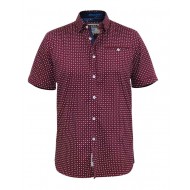 D555 Hillcrest Short Sleeve Micro Print Shirt - Burgundy