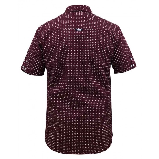 D555 Hillcrest Short Sleeve Micro Print Shirt - Burgundy