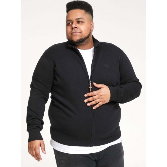 D555 Franco Full Zip Knitted Sweater - Black