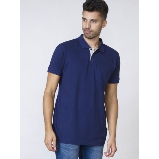 D555 Grant Pique Polo Shirt - Navy