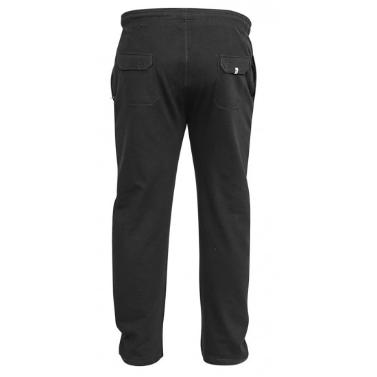 D555 Rory Lightweight Jogging Bottoms with Open Hem - Black