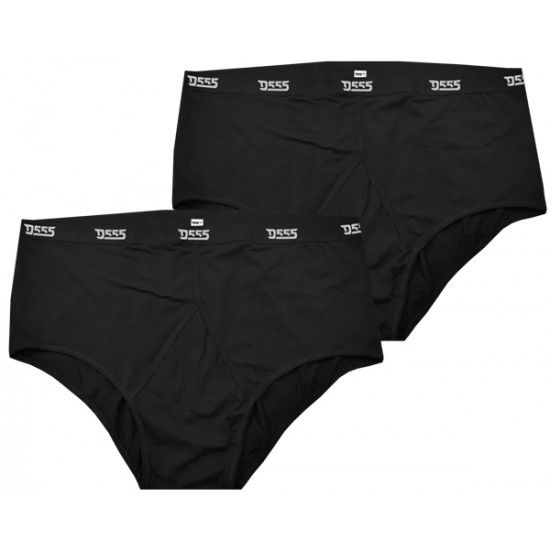 D555 Pack of 2 Y-Front Cotton Briefs - Black