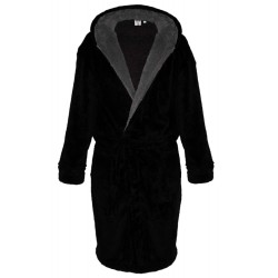 D555 Super Soft Dressing Gown with Hood - Black