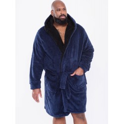 D555 Super Soft Dressing Gown with Hood - Navy