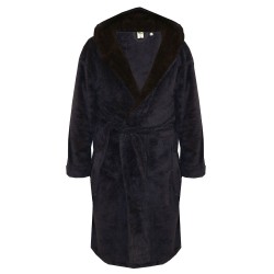 D555 Super Soft Dressing Gown with Hood - Navy