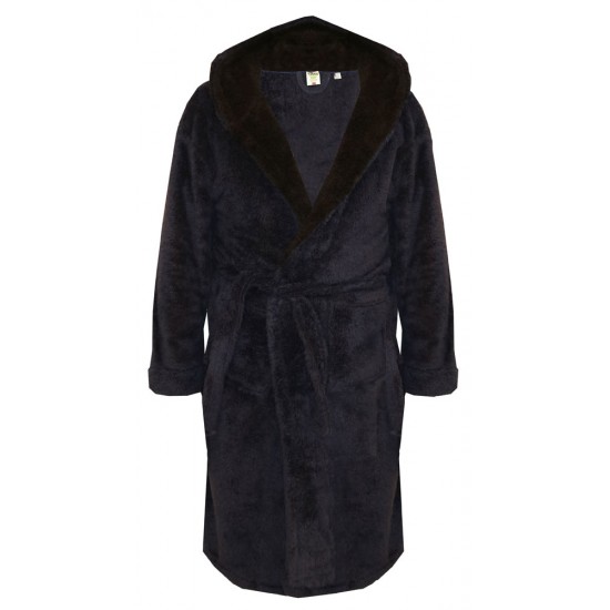 D555 Super Soft Dressing Gown with Hood - Navy