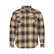 Blend Long Sleeve Cotton Shirt - Navy/Yellow