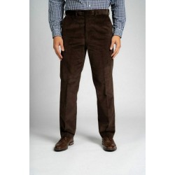 CARABOU COUNTRYWEAR CORD TROUSER BROWN "FLAT FRONT" - WAIST SIZE 56R