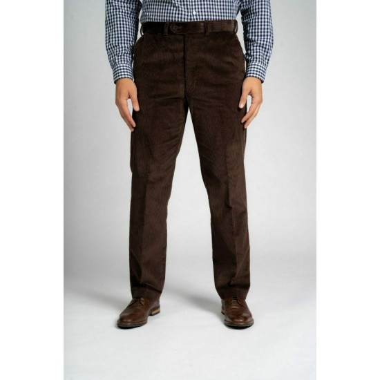 Carabou Countrywear Flat Front Cord Trouser - Brown