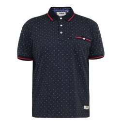 D555 Ashwell Polo Shirt with Jacquard Collar & Cuffs - Navy