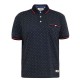 D555 Ashwell Polo Shirt with Jacquard Collar & Cuffs - Navy