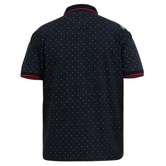 D555 Ashwell Polo Shirt with Jacquard Collar & Cuffs - Navy