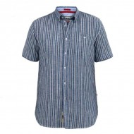 D555 Cambridge Short Sleeve Stripe Linen Shirt - Blue