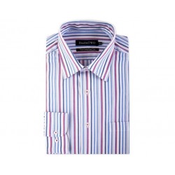 Double Two Stripe Long Sleeve Shirt - Blue/Pink