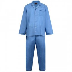 Espionage Plain Dyed Traditional Pyjama Set - Blue