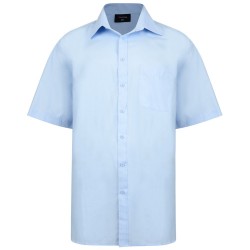 Espionage Plain Collar Short Sleeve Shirt - Blue