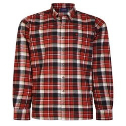 Espionage Check Brushed Cotton Shirt - Red/Grey