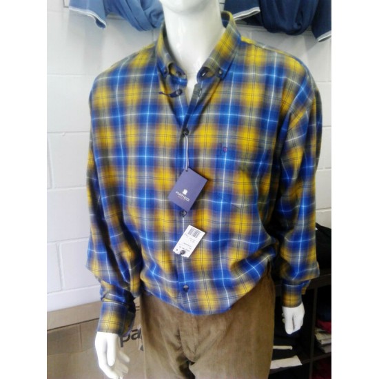 Hatico Quality Long Sleeve Shirt - Blue/Mustard