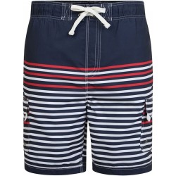 KAM NAVY/WHITE STRIPE SWIMMING TRUNKS WITH PATCH POCKETS - SIZE 2XL