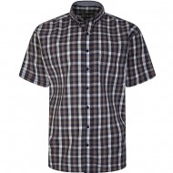 Kam Short Sleeve Check Shirt - Brown/Navy