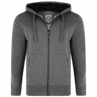 Kam Extra Tall Full Zip Hoodie - Charcoal Marl