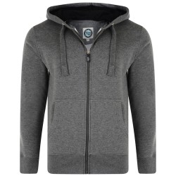 Kam Extra Tall Full Zip Hoodie - Charcoal Marl