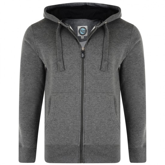 Kam Extra Tall Full Zip Hoodie - Charcoal Marl