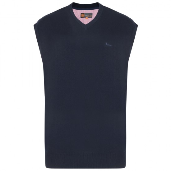 Kam V-Neck Knit Sleeveless Jumper - Navy