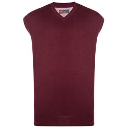 Kam V-Neck Knit Sleeveless Jumper - Wine