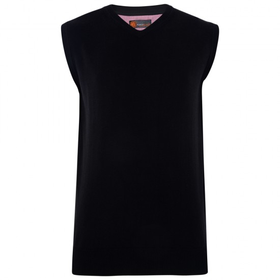 Kam V-Neck Knit Sleeveless Jumper - Black