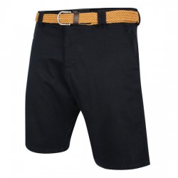 Kam Belted Oxford Stretch Chino Shorts - Navy
