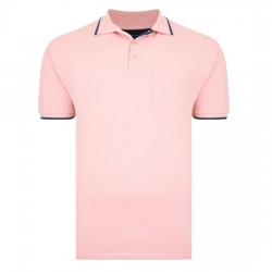 Kam Tipped Polo with Pocket - Pink