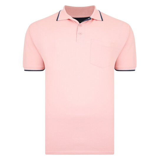 Kam Tipped Polo with Pocket - Pink
