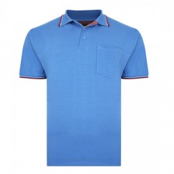 Kam Tipped Polo with Pocket - Blue
