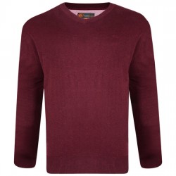 Kam Premium Cotton V-Neck Knit Jumper - Wine