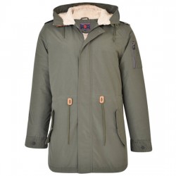 Kam Sherpa Lined Parka Coat - Army Green