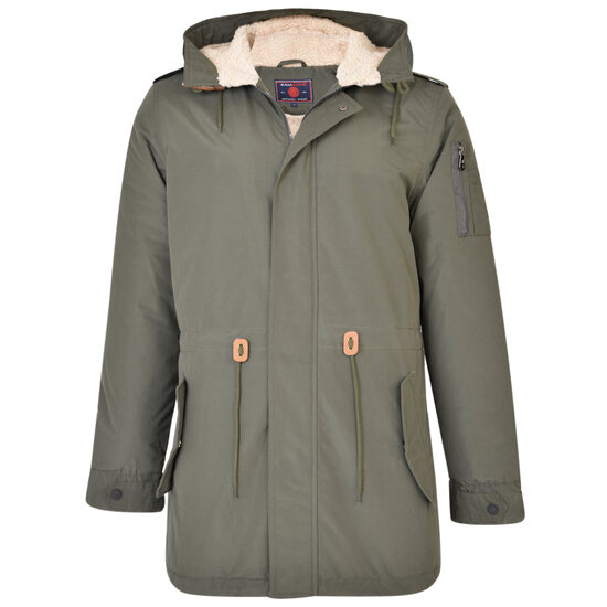 Kam Sherpa Lined Parka Coat - Army Green