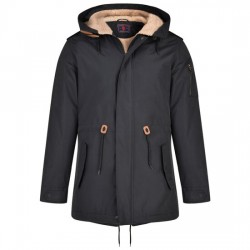 Kam Sherpa Lined Parka Coat - Black