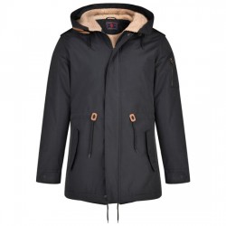 Kam Sherpa Lined Parka Coat - Black