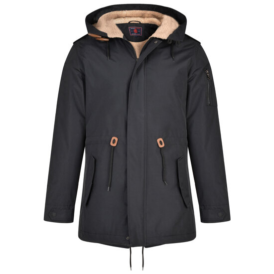 Kam Sherpa Lined Parka Coat - Black