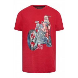 Kam Santa Biker Christmas T-Shirt - Red