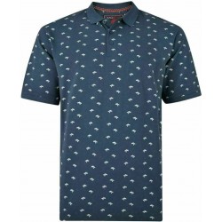 Kam Palm Pattern Polo - Navy