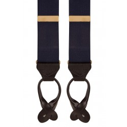 Hunt & Holditch Classic Leather End Braces - Navy