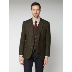 SCOTT BY THE LABEL QUALITY 100% WOOL TWEED JACKET (GREEN/BROWN) - SIZES 60R