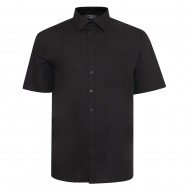 Espionage Plain Collar Short Sleeve Shirt - Black