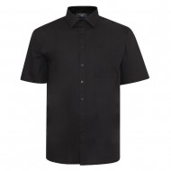 Espionage Plain Collar Short Sleeve Shirt - Black
