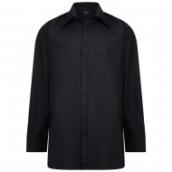 Espionage Plain Collar Long Sleeve Shirt - Black