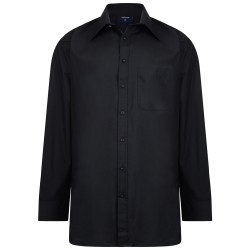 Espionage Plain Collar Long Sleeve Shirt - Black