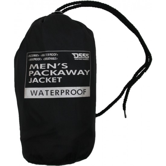 D555 Zac Packaway Waterproof Rain Jacket - Black