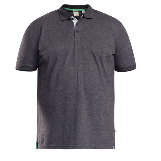 D555 GRANT FULLY COMBINED PIQUE POLO SHIRT CHARCOAL D555 GRANT FULLY COMBINED PIQUE POLO SHIRT CHARCOAL